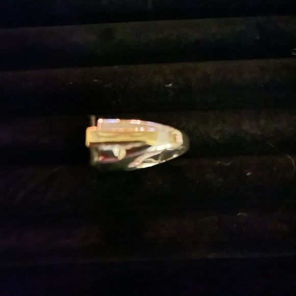 Vintage SETA Silver and Gold with Emerald Cut Dark Purple Stone Ring Size 6 - Picture 4 of 8